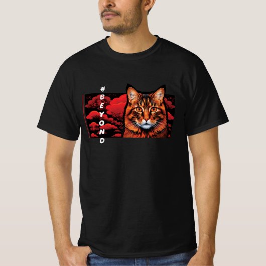 Calm Cat Face, Minimalist Aesthetics T-Shirt (Voorkant)