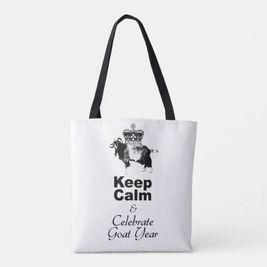 Calm Celebrate Goat Year White Canvas tas (Achterkant)