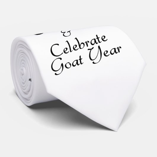 Calm Celebrate Goat Year White Stropdas (Opgerold)