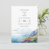 Calm Cliffside Ocean Uitzicht Bloom Art Beach Brui Kaart (Staand voorkant)