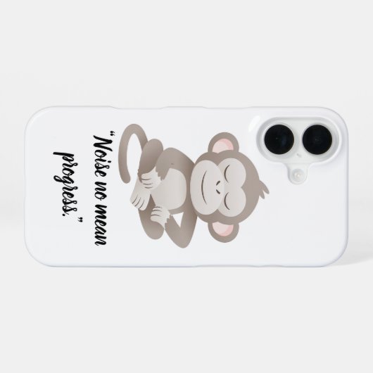 Calm Confidence Monkey – Minimal Phone Case iPhone 16 Hoesje (Achterkant horizontaal)