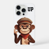Calm Confidence Monkey – Minimal Phone Case iPhone Hoesje (Achterkant)