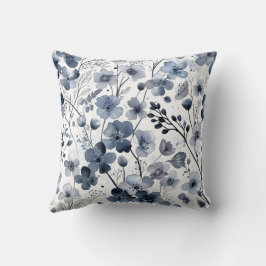 Calm Cottagecore Indigo Blue Floral Pattern Design Kussen