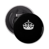 Calm Crown behouden op zwart Button Flesopener (Voorkant)