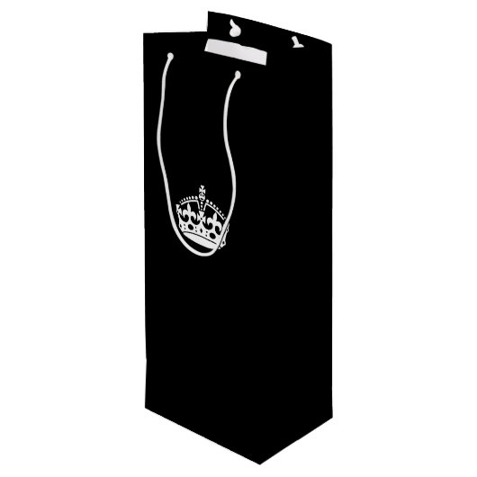 Calm Crown behouden op zwart Wijn Cadeautas (Achterkant Gekanteld)