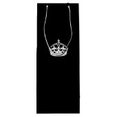 Calm Crown behouden op zwart Wijn Cadeautas (Achterkant)