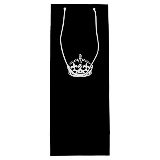 Calm Crown behouden op zwart Wijn Cadeautas (Achterkant)