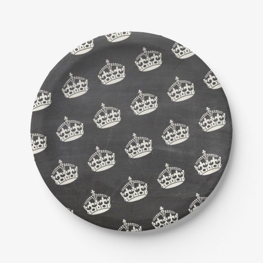 Calm Crown Chalkboard Party Chic Paper Borden Papieren Bordje (Voorkant)