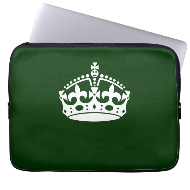Calm Crown Symbol op Forest Green Laptop Sleeve (Voorkant)
