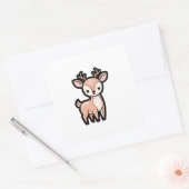 Calm Deer – Cute Kawaii Animal Illustration Vierkante Sticker (Envelop)