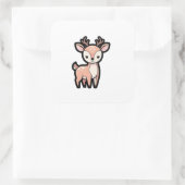Calm Deer – Cute Kawaii Animal Illustration Vierkante Sticker (Tas)