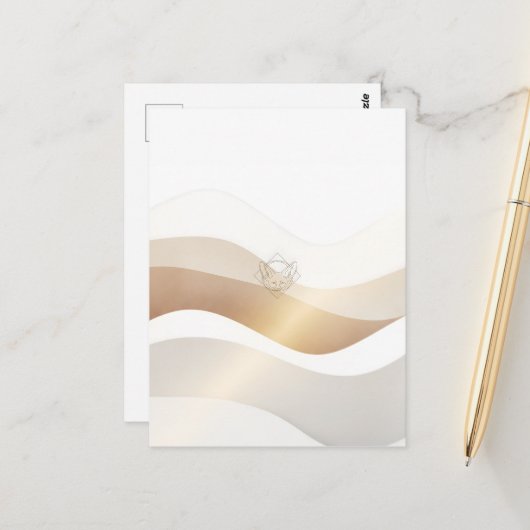 Calm Desert Waves with Fennec Essence | Minimal Se Briefkaart (Voorkant / Achterkant in situ)