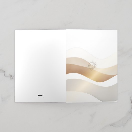 Calm Desert Waves with Fennec Essence | Minimal Se Folie Wenskaart (Buiten Laag)