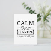 Calm Down Karen Briefkaart (Staand voorkant)
