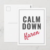 Calm Down Karen Funny  Briefkaart (Voorkant / Achterkant)