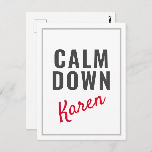 Calm Down Karen Funny  Briefkaart (Voorkant / Achterkant)