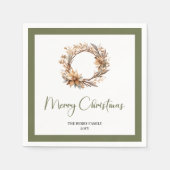 Calm Earthy Christmas Wreath Personalized Napkins Servet (Voorkant)