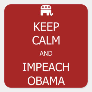 CALM- EN IMPEACH OBAMA-stickers BEWAREN Vierkante Sticker