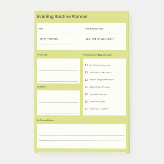 Calm Evening Routine Planner Post-it® Notes (Voorkant)