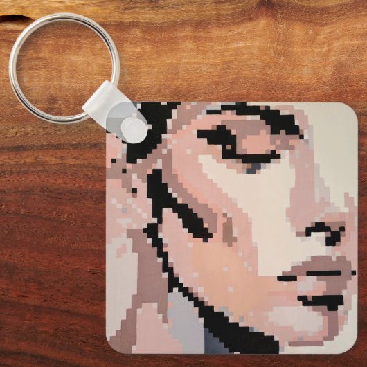 Calm female face in soft pixel tones sleutelhanger (Voorkant)