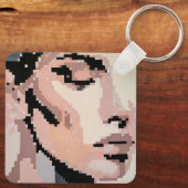 Calm female face in soft pixel tones sleutelhanger (Achterkant)