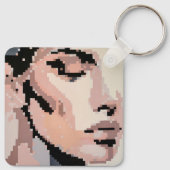 Calm female face in soft pixel tones sleutelhanger (Achterkant)