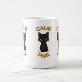 **Calm Fine Cat – Black & Gold Minimal Cat Art** Koffiemok (Center)