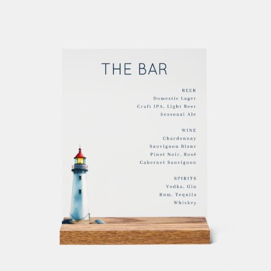 Calm Gray Minimalist Lighthouse Menu Acryl Bord (Voorkant)
