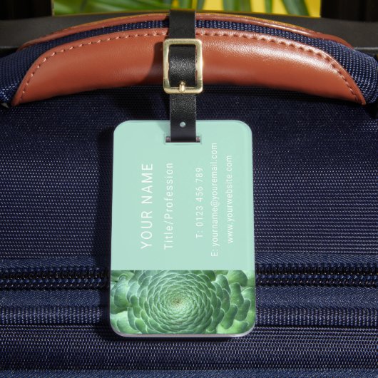 Calm Green Succulent Plant Bagagelabel (Voorkant Insitu 2)