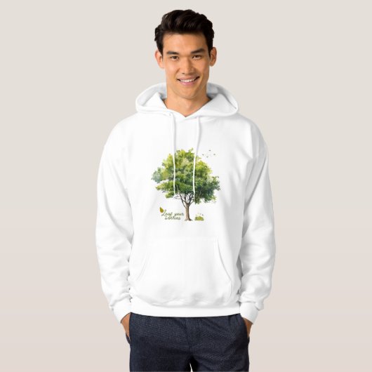 Calm Greens Watercolor Tree Quote Hoodie (Voorkant volledig)