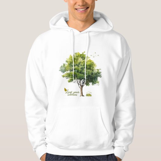 Calm Greens Watercolor Tree Quote Hoodie (Voorkant)