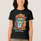 Calm Heart, Wild Roar – Lion Energy Motivational T Tri-Blend Shirt (Voorkant)