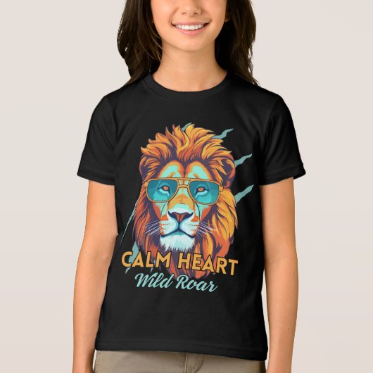 Calm Heart, Wild Roar – Lion Energy Motivational T Tri-Blend Shirt (Voorkant)