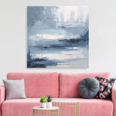 Calm Horizons – Abstract blauw en grijs getexturee Canvas Afdruk (Insitu (Woonkamer))