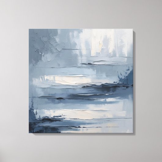Calm Horizons – Abstract blauw en grijs getexturee Canvas Afdruk (Voorkant)