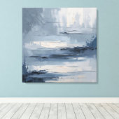 Calm Horizons – Abstract blauw en grijs getexturee Canvas Afdruk (Insitu (Houten vloer))
