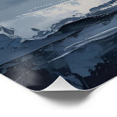 Calm Horizons – Abstract blauw en grijs getexturee Perfect Poster (Hoek)