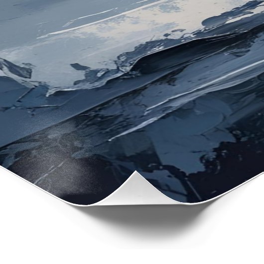 Calm Horizons – Abstract blauw en grijs getexturee Perfect Poster (Hoek)