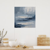 Calm Horizons – Abstract blauw en grijs getexturee Poster (Keuken)