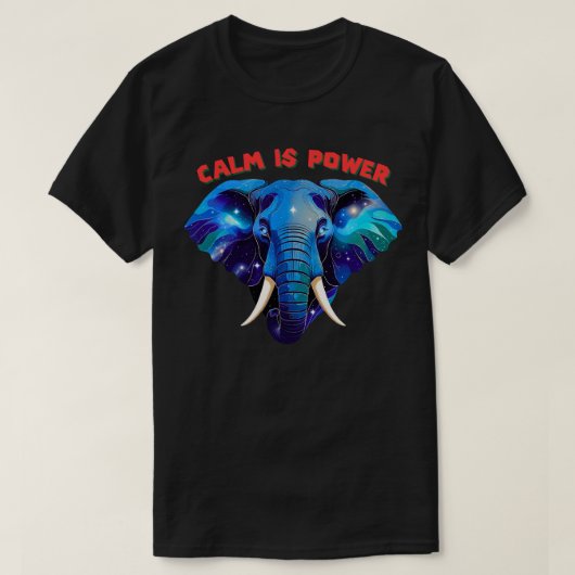 Calm Is Power Minimal Cosmic Elephant Face T-shirt (Design voorkant)