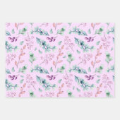 Calm Lavender & Green Floral 3 Coordinates Inpakpapier Vel (Voorkant)