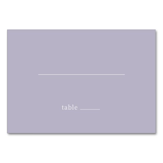 Calm Lavender Minimalist Table Number Kaart (Voorkant)
