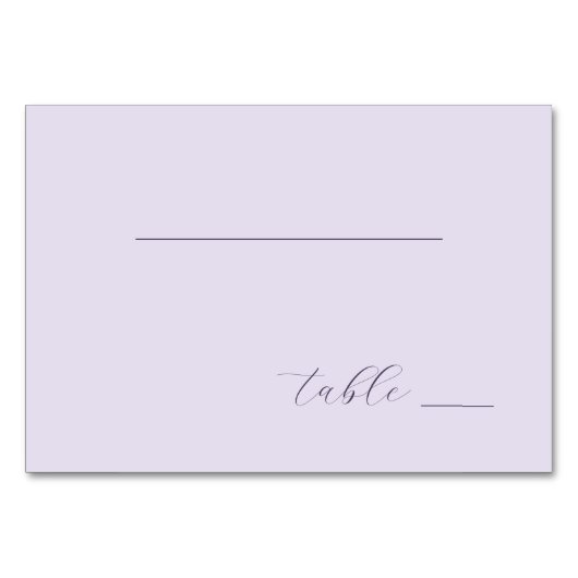 Calm Lavender Minimalist Table Sign Kaart (Voorkant)