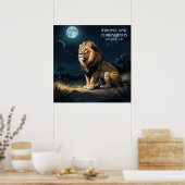 Calm Lion in Wild bij Night Stars en Moon Faith Poster (Keuken)