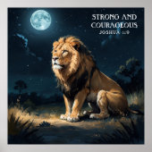 Calm Lion in Wild bij Night Stars en Moon Faith Poster (Voorkant)