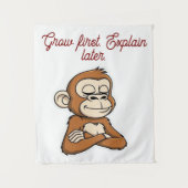 Calm Mind Monkey – Daily Balance  Tapestry Wandkleed (Voorkant)