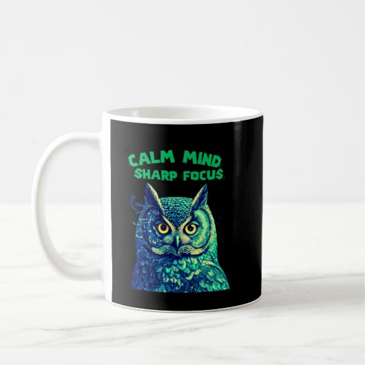 Calm Mind Sharp Focus Owl Mindfulness Koffiemok (Links)