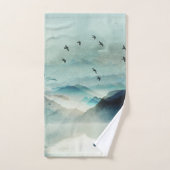 Calm Monogrammed Natuur Waterverf Mountain Scene Bad Handdoek (Handdoek)