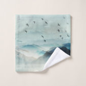 Calm Monogrammed Natuur Waterverf Mountain Scene Bad Handdoek (Wasdoekje)