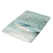 Calm Monogrammed Natuur Waterverf Mountain Scene Badmat (Gekanteld)